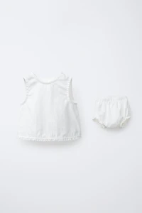 LINEN LACE SHIRT AND BLOOMERS SET