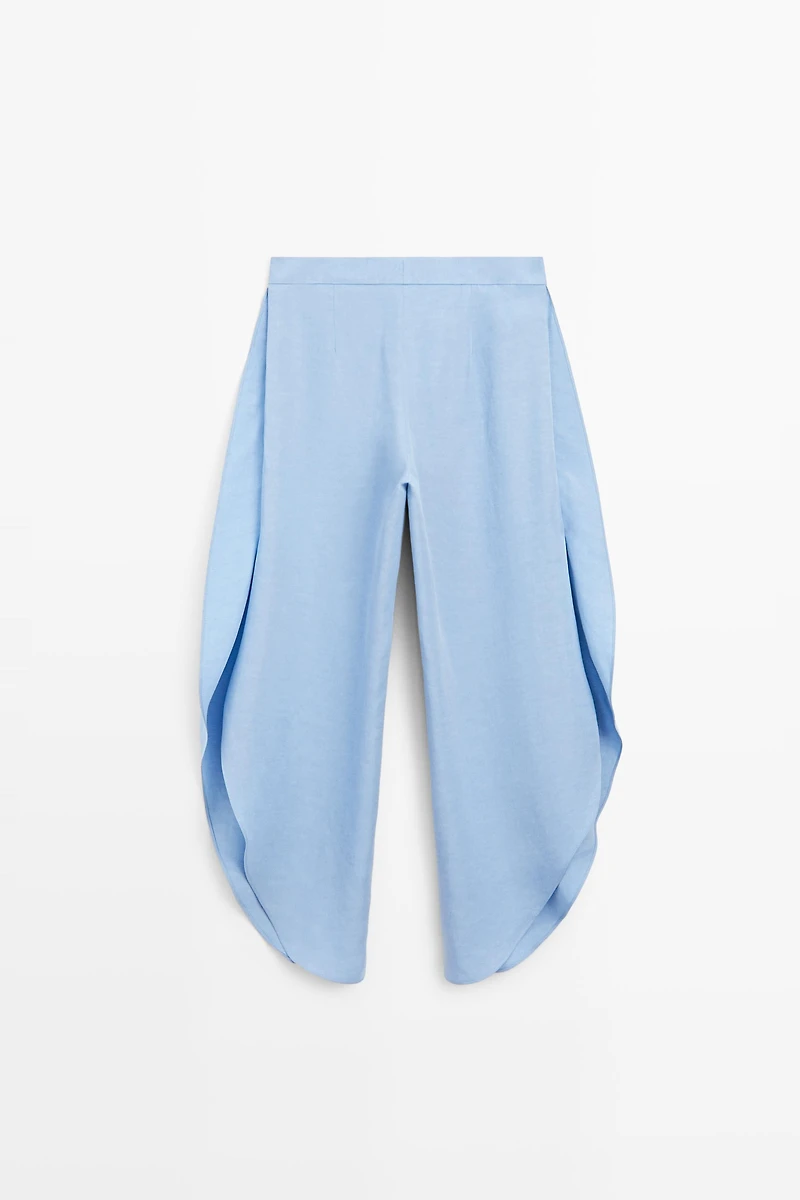 Voluminous flowing linen blend pants
