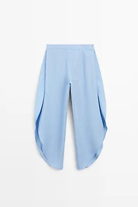 Voluminous flowing linen blend pants