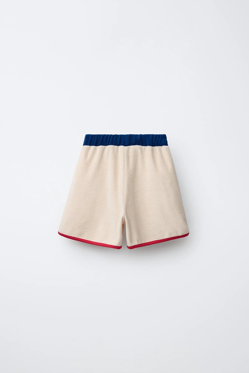 CONTRAST TOWEL EFFECT SHORTS