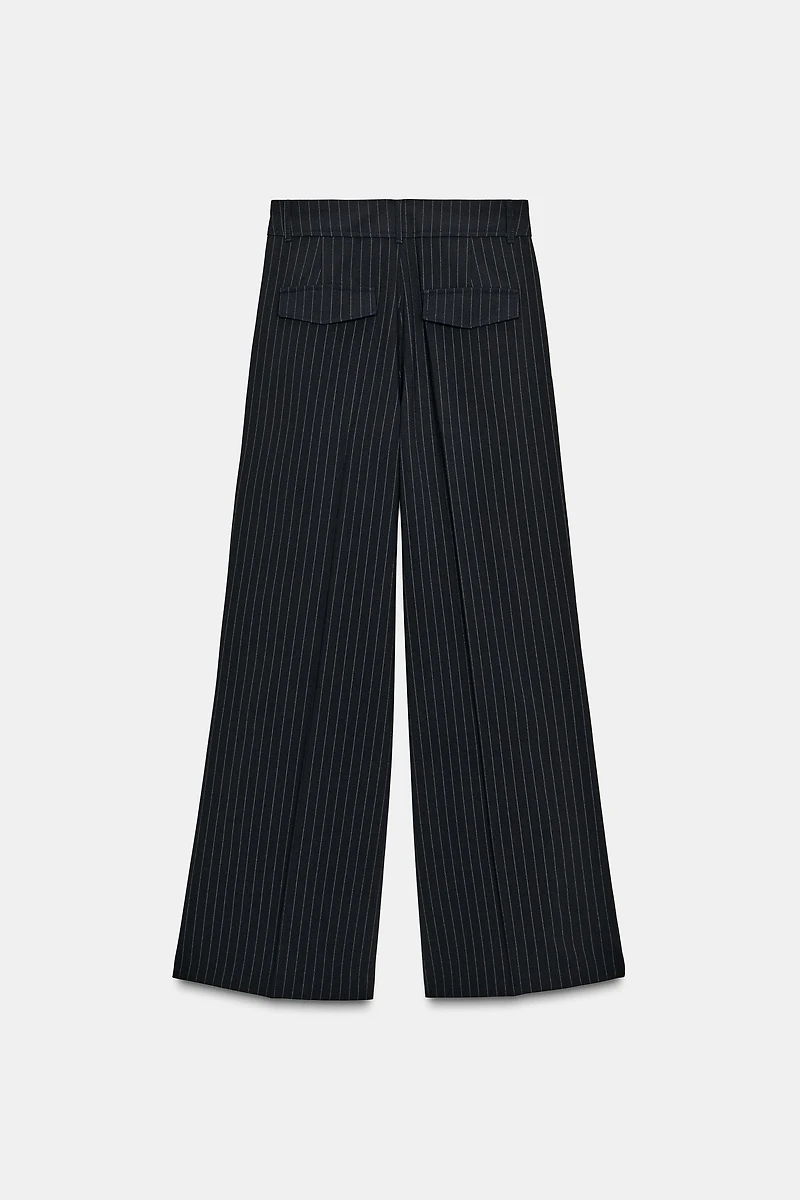 PANTALON À RAYURES TENNIS, PINCES ET RABATS