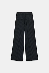 PANTALON À RAYURES TENNIS, PINCES ET RABATS