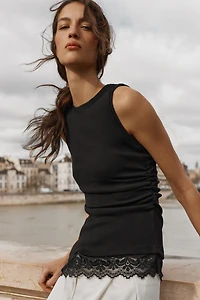 DRAPED LACE TOP