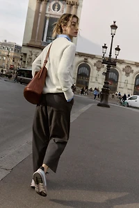 PANTALON À PINCES ÉLASTIQUE AU DOS