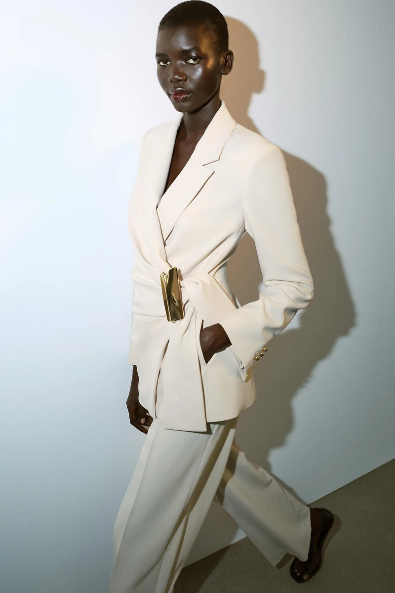 DOUBLE-BREASTED BLAZER WITH BUCKLE