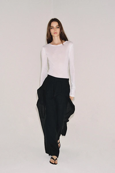 PANTALON À VOLANTS 100 % LIN ZW COLLECTION