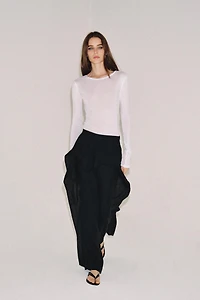 PANTALON À VOLANTS 100 % LIN ZW COLLECTION