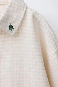 EMBROIDERED TREE TEXTURED SHIRT