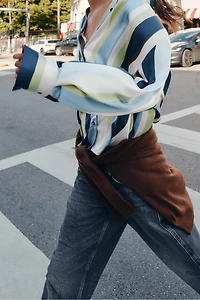 STRIPED SATIN EFFECT SHIRT