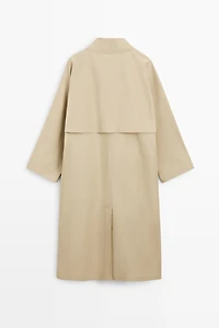 100% Cotton High-Neck Trench Coat