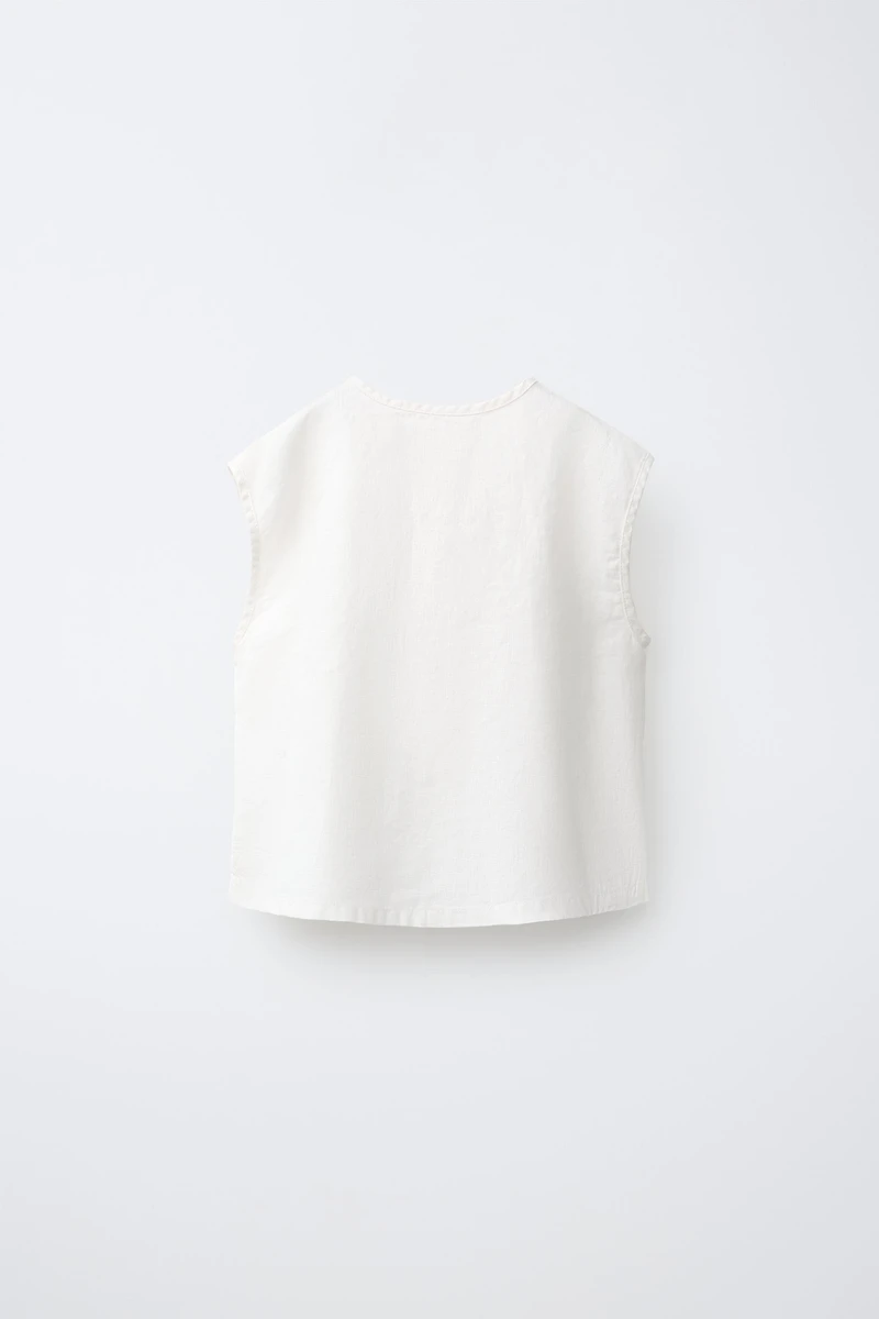 100% LINEN SLEEVELESS SHIRT