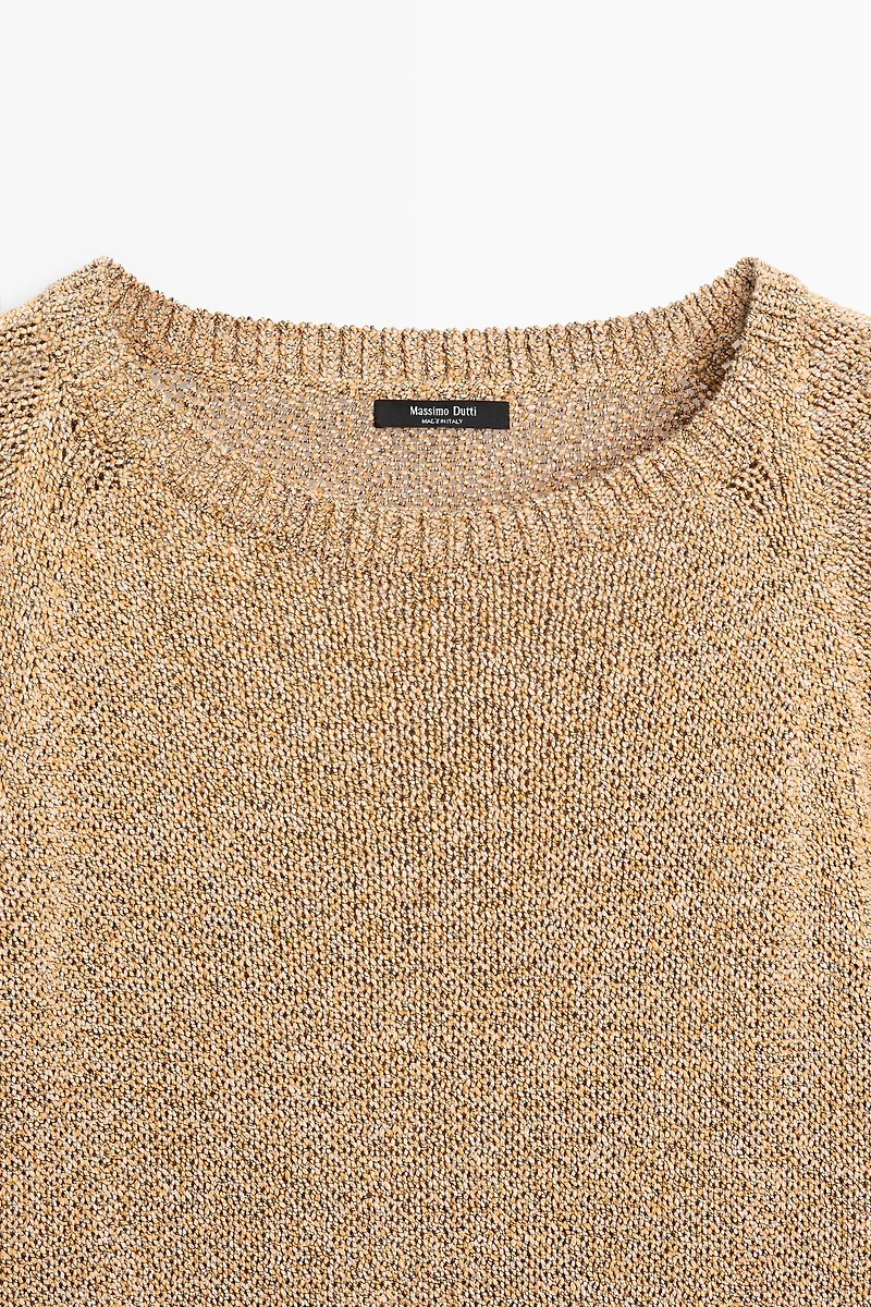 Cotton blend heathered knit sweater