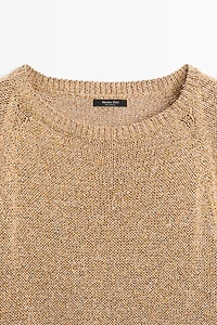 Cotton blend heathered knit sweater