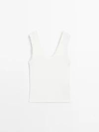 Top avec liseré effiloché en coton mélangé