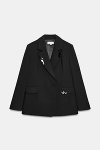 OVERSIZED DOUBLE BREASTED BLAZER WITH LAPEL APPLIQUÉS
