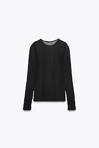 SEMI-SHEER RUCHED T-SHIRT