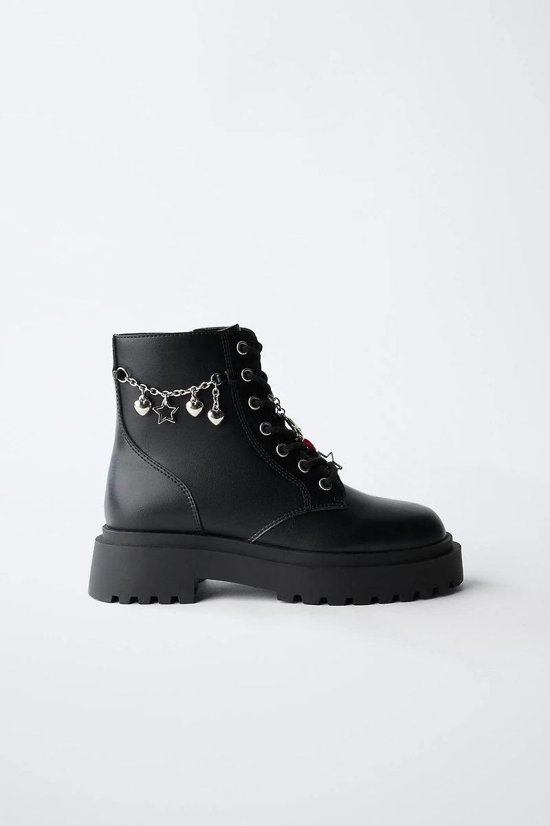 LACED ANKLE BOOTS WITH CHARMS
