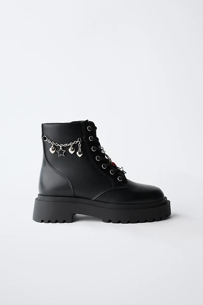 LACED ANKLE BOOTS WITH CHARMS