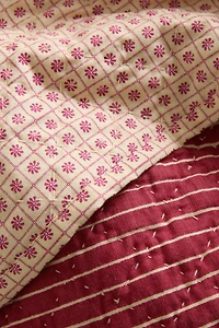 STRIPED AND FLORAL COTTON QUILT | KATHARINE POLE