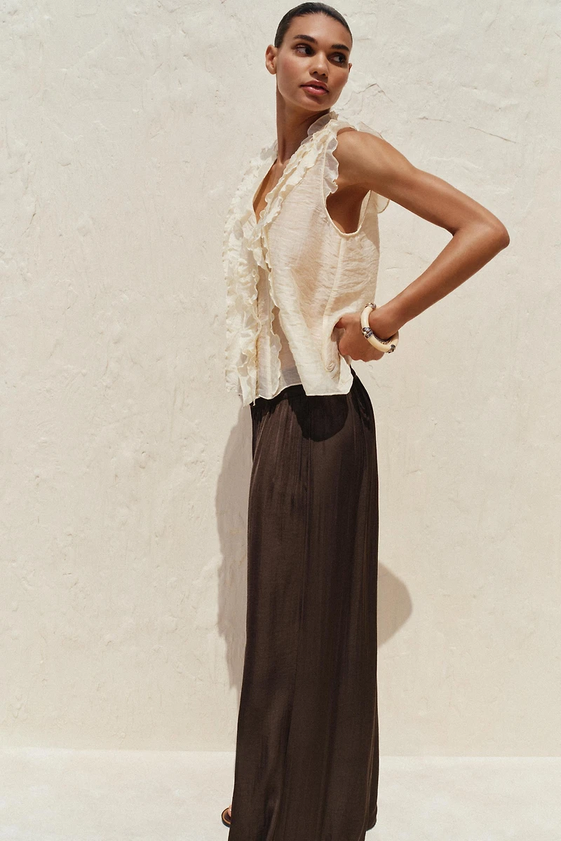 SEMI-SHEER RUFFLED TOP