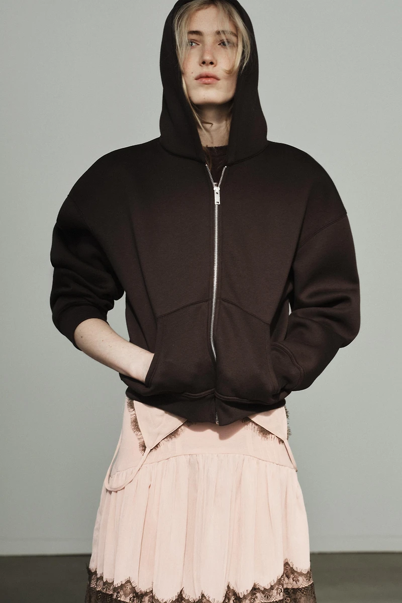 NEOPRENE EFFECT HOODIE SWEATSHIRT