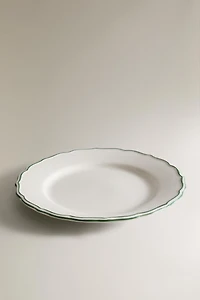 EARTHENWARE DINNER PLATE WITH CONTRASTING RIM