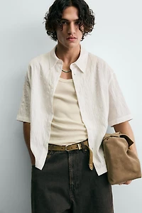 FLOWY TEXTURED STRIPED SHIRT