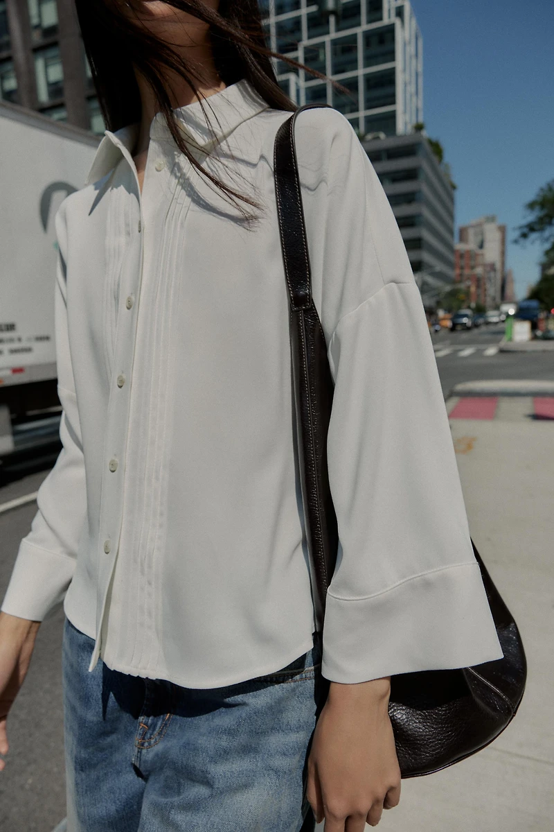 PINTUCK CREPE SHIRT