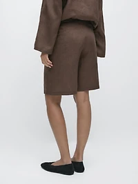 100% linen short Bermuda shorts