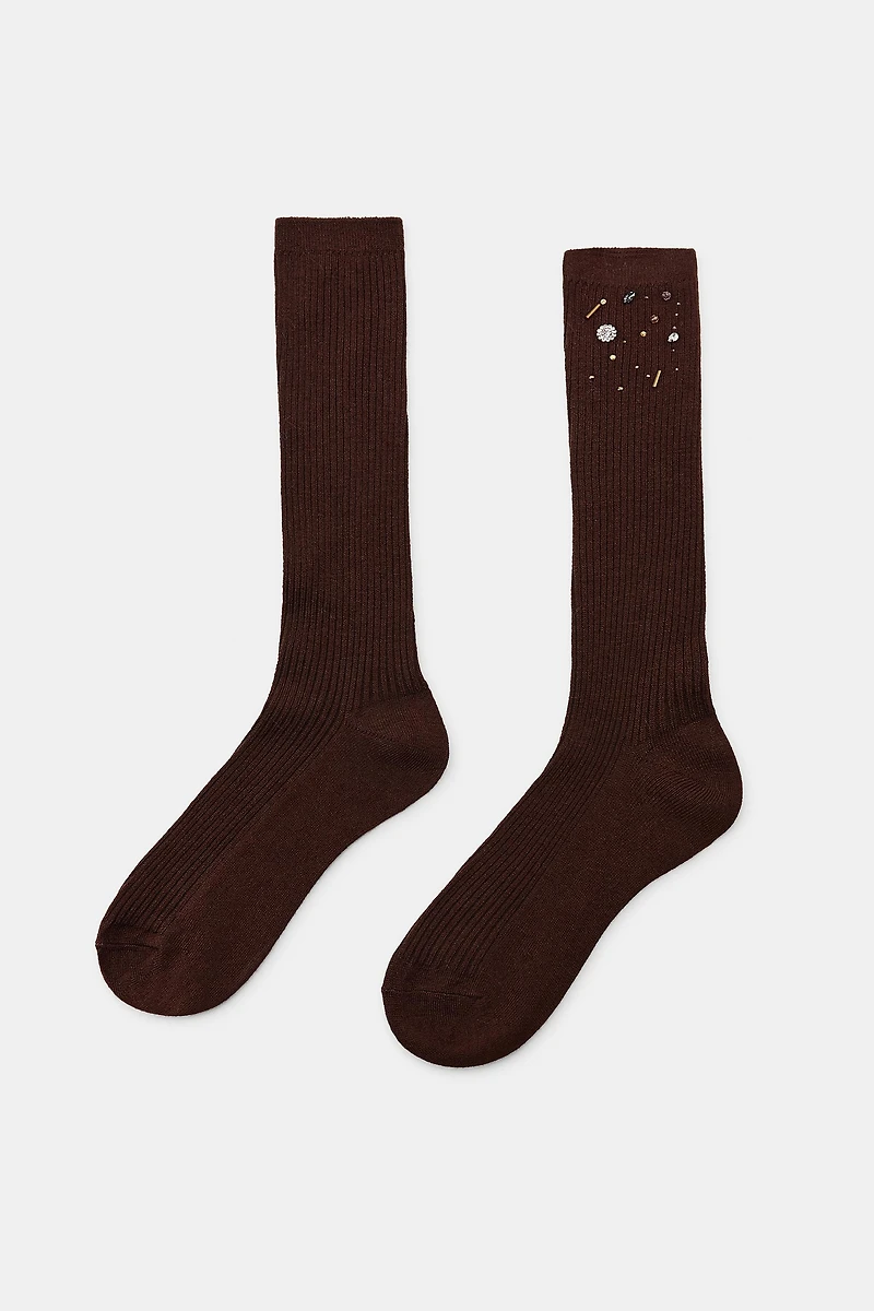 CHAUSSETTES AVEC LAINE BIJOUX FANTAISIE