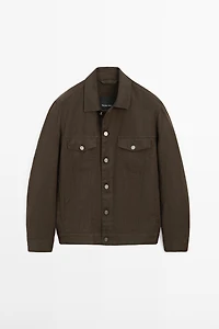 100% linen cardigan with pocket details