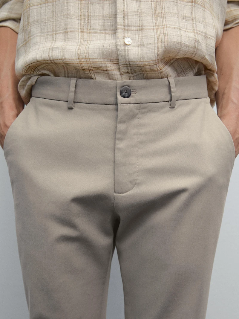 Slim fit textured trousers