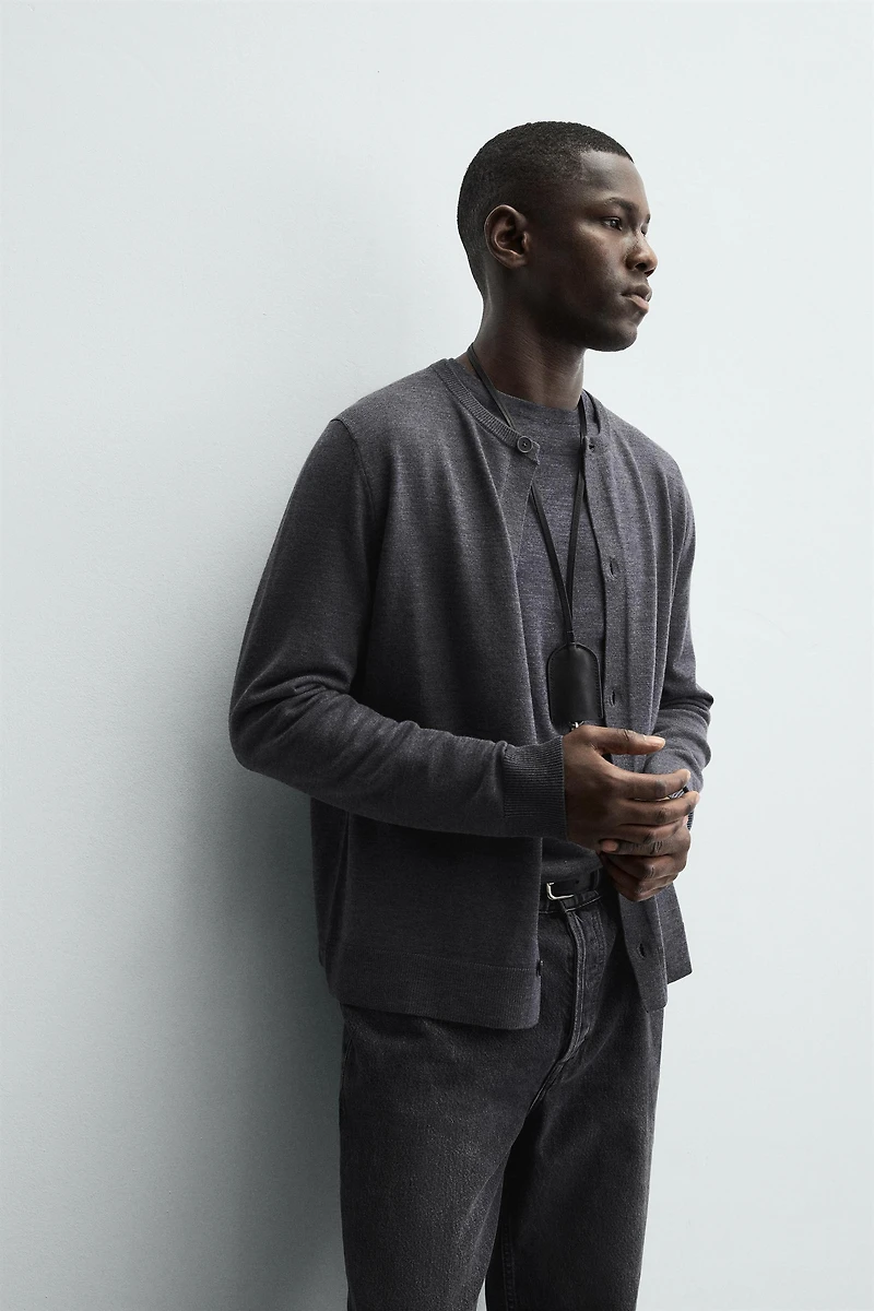 WOOL BLEND REGULAR FIT CARDIGAN