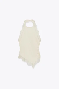 TOP HALTER TEXTURÉ DENTELLE