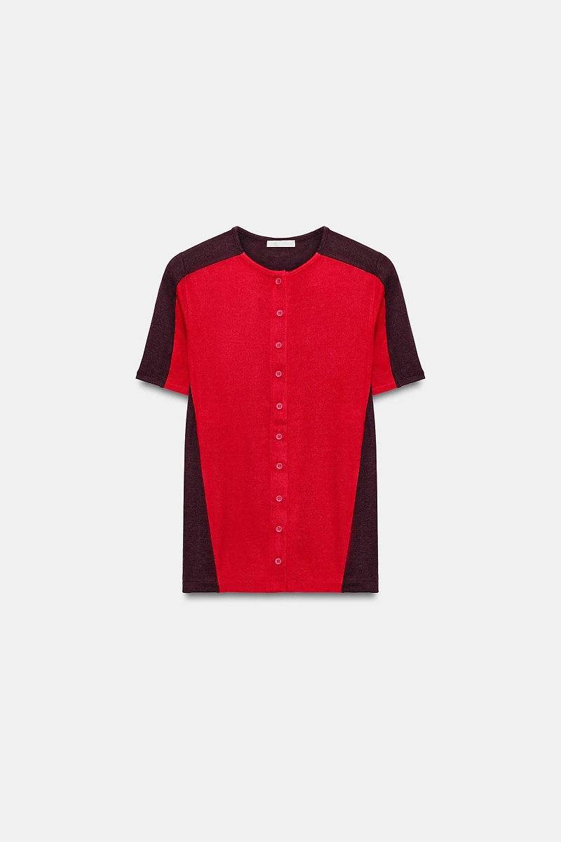 SHORT SLEEVE BUTTON T-SHIRT