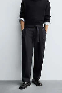 RELAXED FIT BELTED PANTS