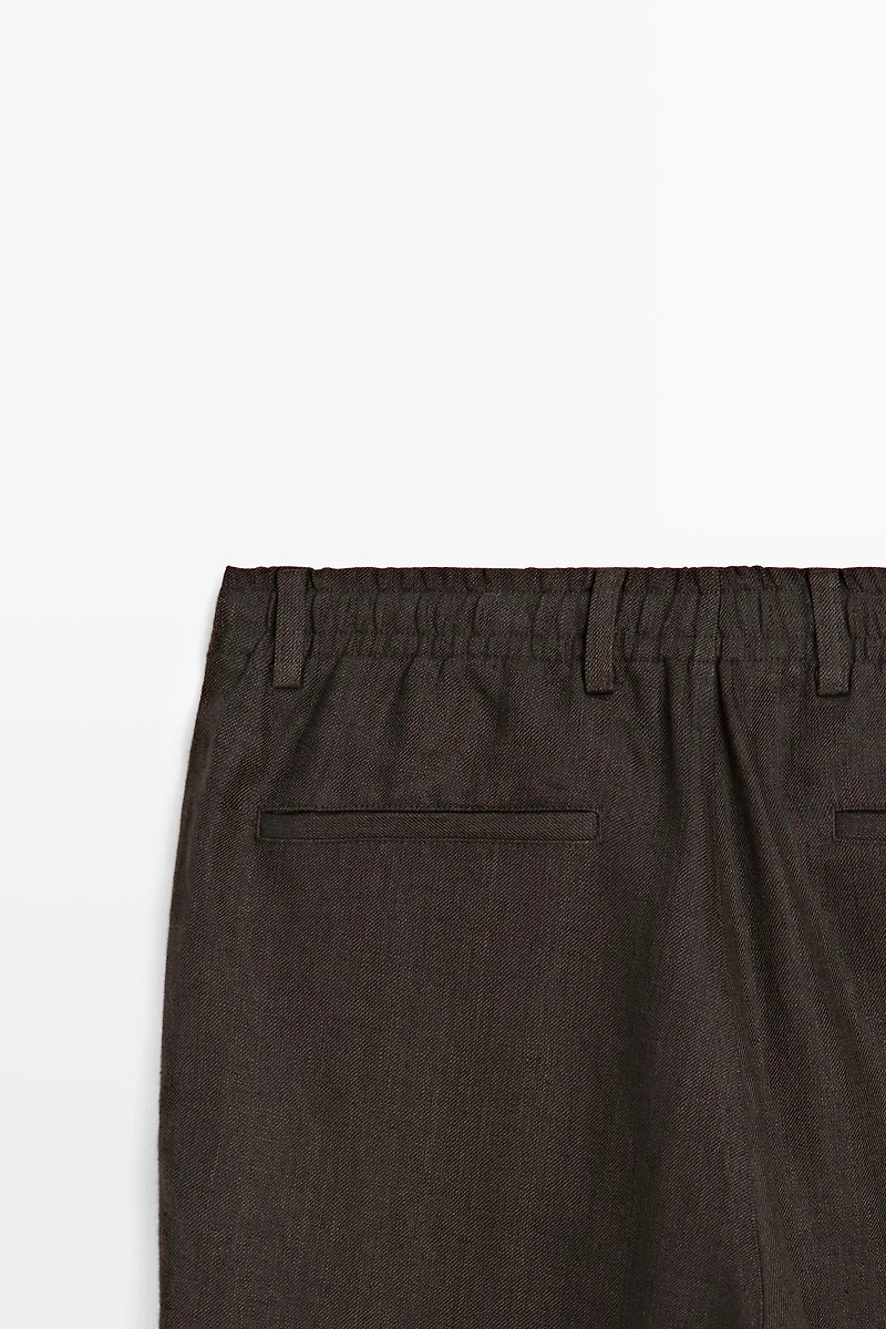 100% linen pants with elastic waist