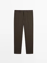 Cotton blend tapered fit trousers