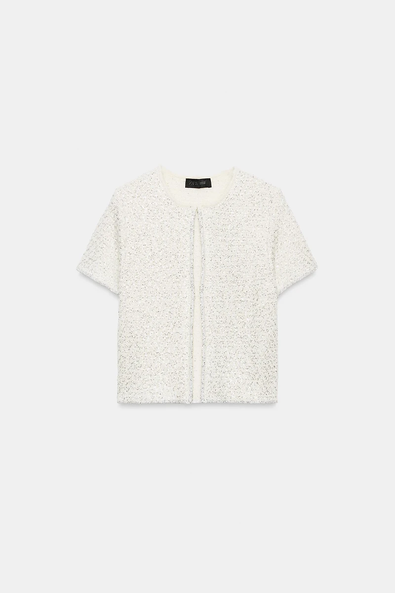METALLIC THREAD SEQUIN CARDIGAN