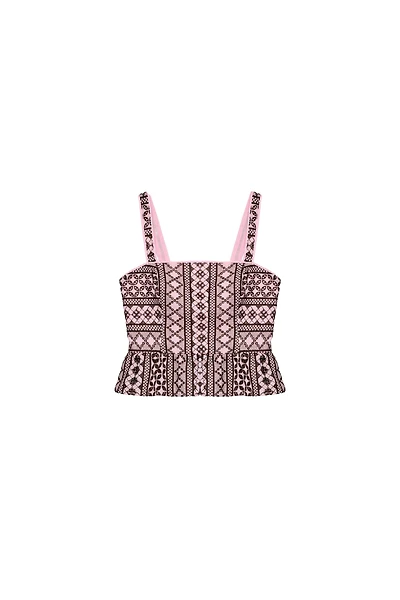 EMBROIDERED EYELET TOP