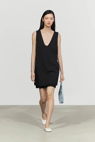 Double-fabric mini dress