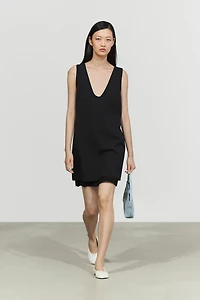 Double-fabric mini dress