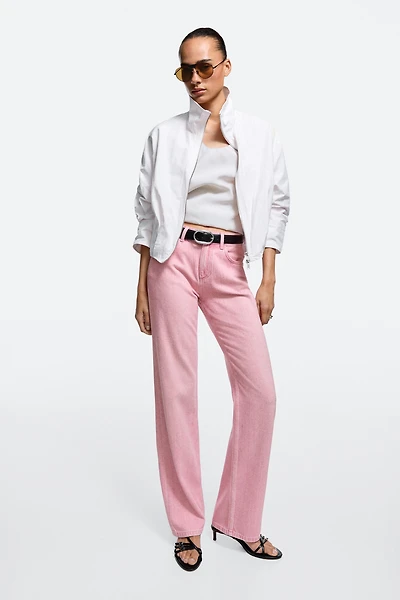 Low-rise straight-leg jeans