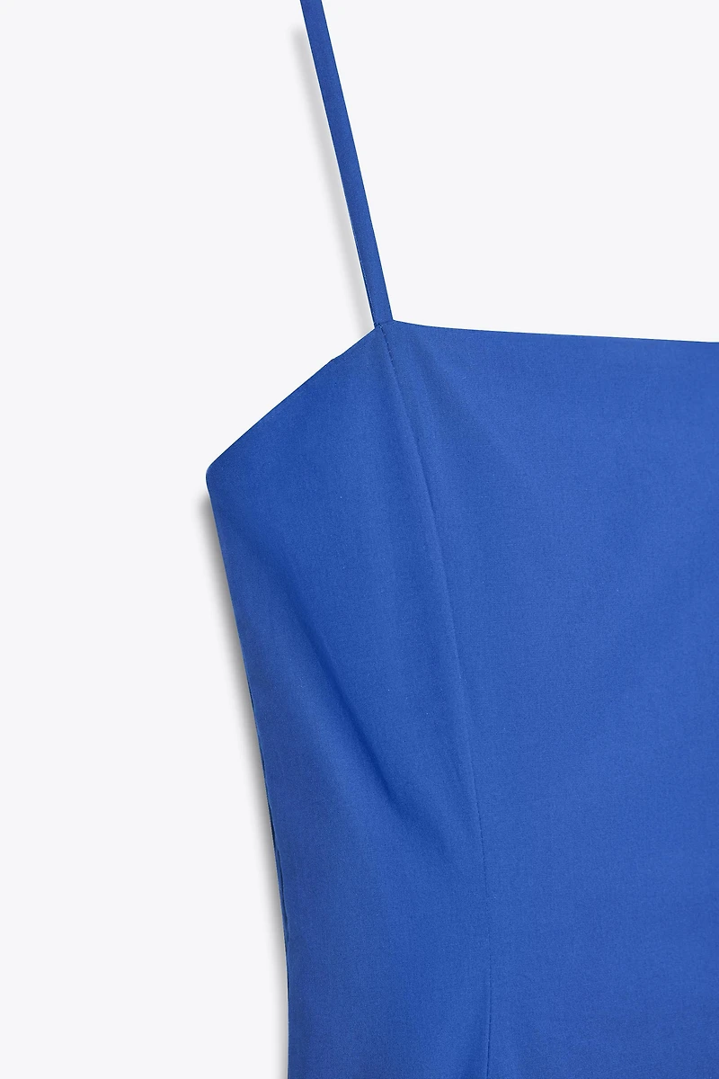 ROBE MIDI EN POPELINE ASYMÉTRIQUE