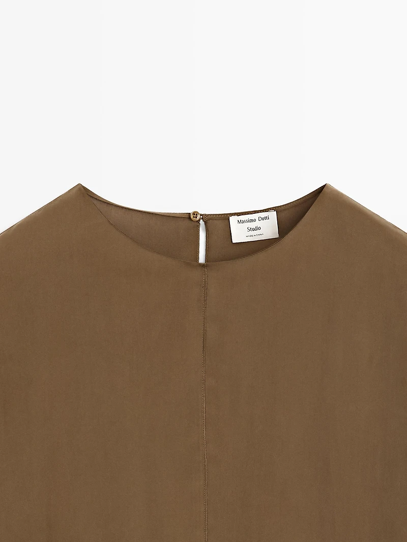 Long 100% silk top with opening detail - STUDIO