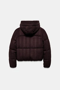 CABLE KNIT HOODED ANORAK