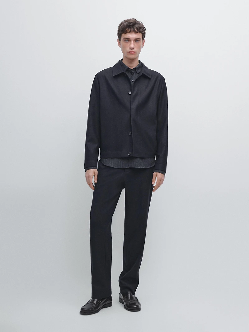 100% wool corduroy-effect flannel overshirt