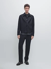 100% wool corduroy-effect flannel overshirt