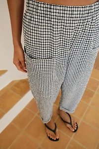 PANTALON À TAILLE ÉLASTIQUE ET CARREAUX