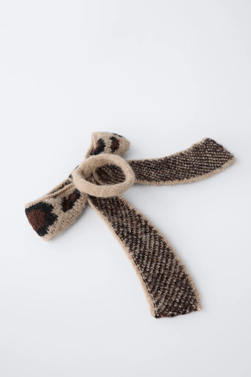 CHOUCHOU NŒUD EN MAILLE ANIMAL PRINT
